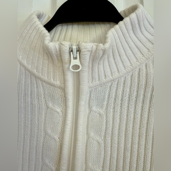 Hasting & Smith Petite Large White Zip Cable Knit Cardigan Sweater 100% Cotton - Picture 5 of 7
